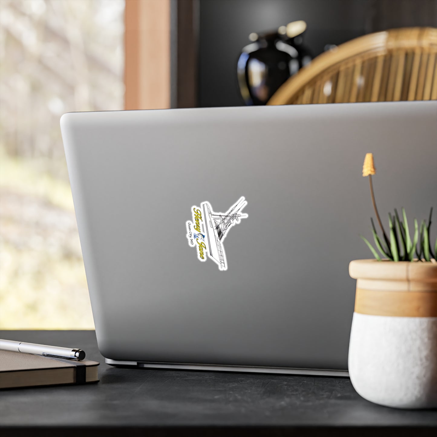 Ship Illustration Kiss-Cut Vinyl Sticker — "Henry Jane" Ocean City MD Decal