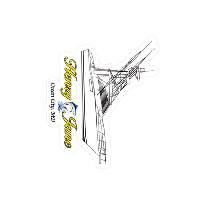 Ship Illustration Kiss-Cut Vinyl Sticker — "Henry Jane" Ocean City MD Decal