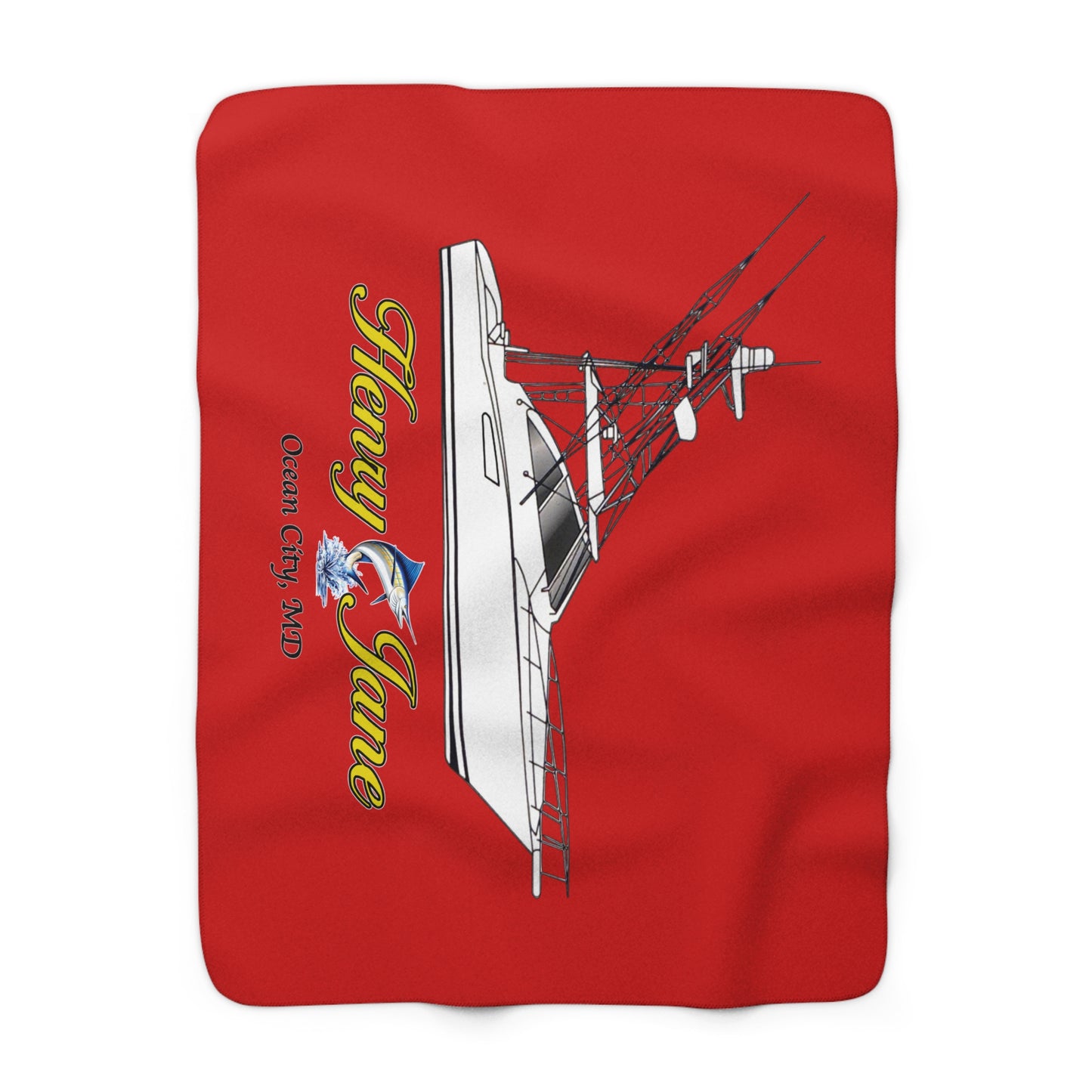 Personalized Fishing Boat Sherpa Blanket — 'Henry Jane'