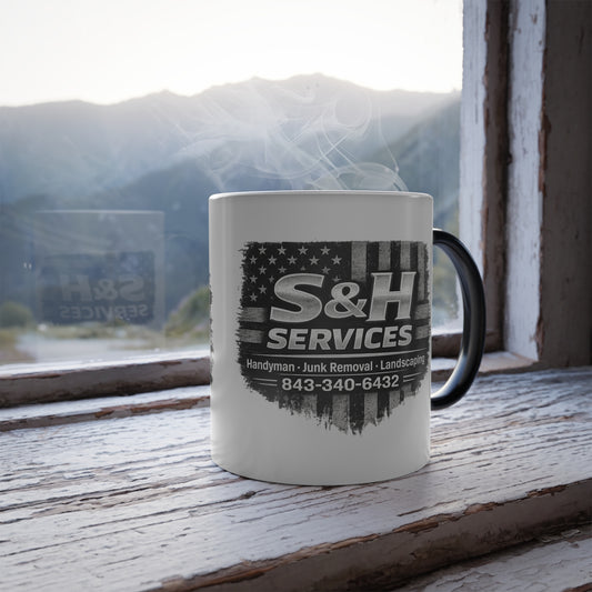 Color-Morph Heat Reveal Mug — S&H Services Logo, 11 oz