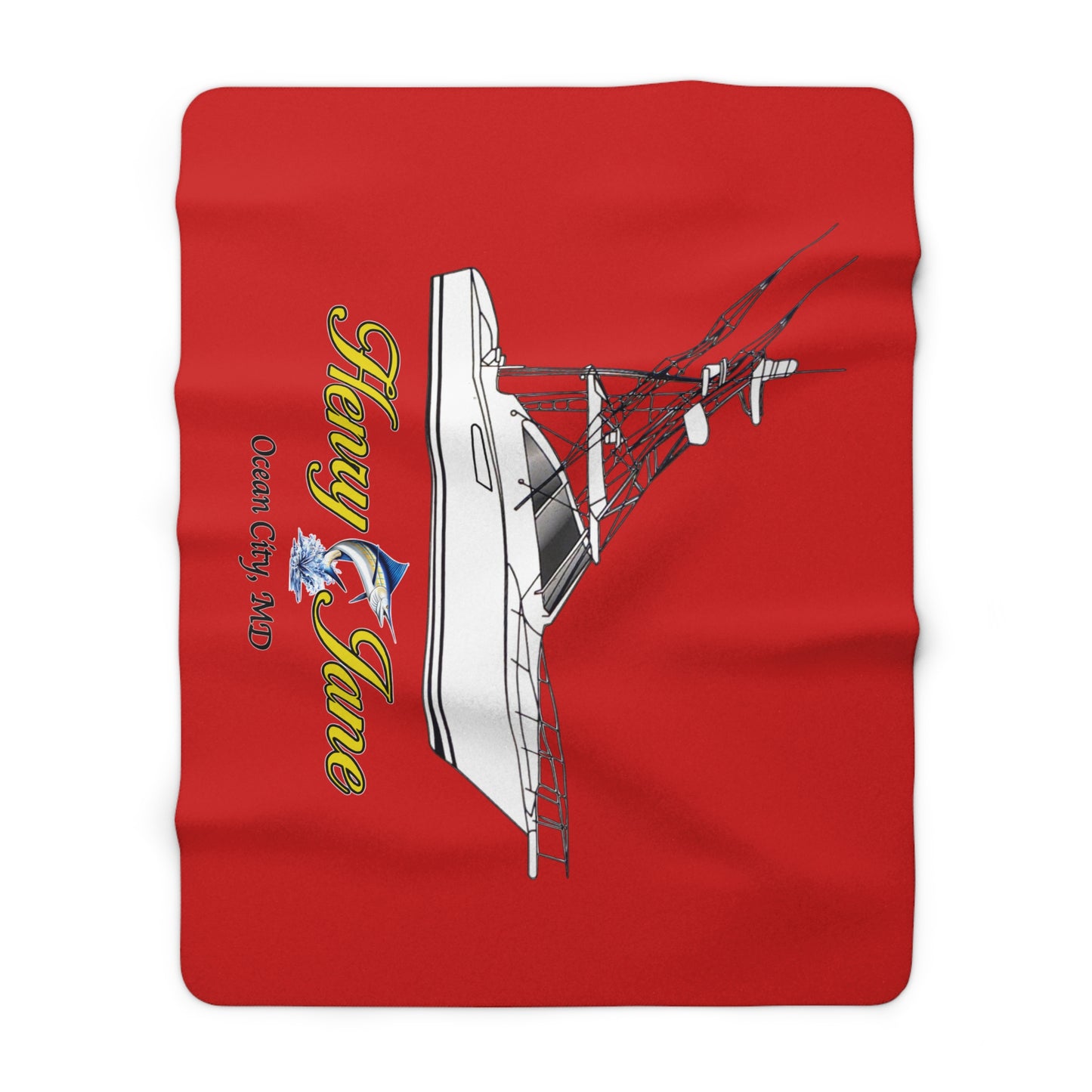 Personalized Fishing Boat Sherpa Blanket — 'Henry Jane'