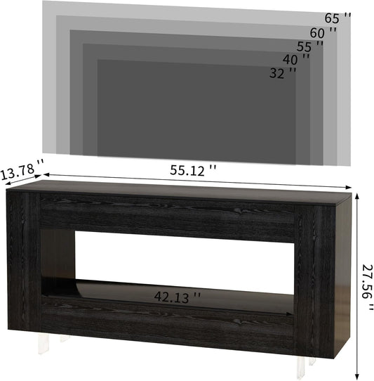65-Inch TV Stand With Two-Drawer Black Storage Unit
